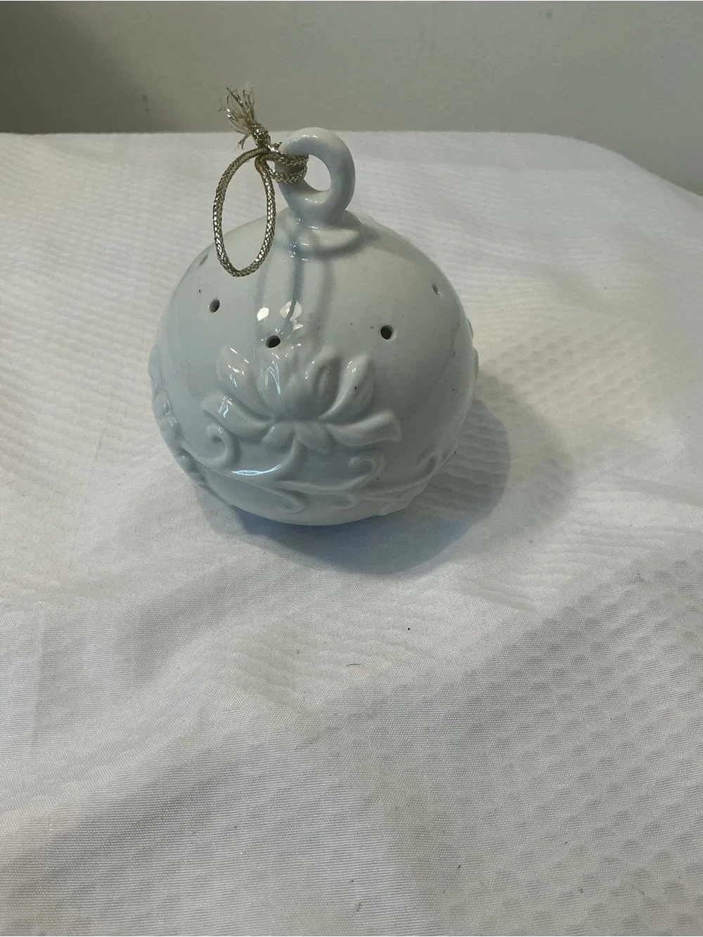 White Ceramic Floral Hanging Lantern - Decorative Accent